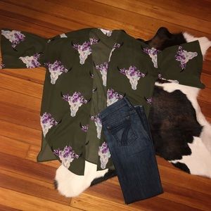 Olive Skull Kimono